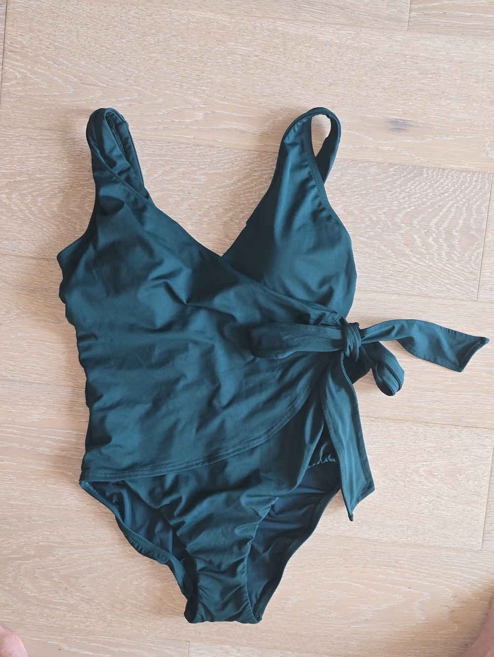NWT, Land's End Green Side Tie Waist Wrap One-Piece Swimsuit